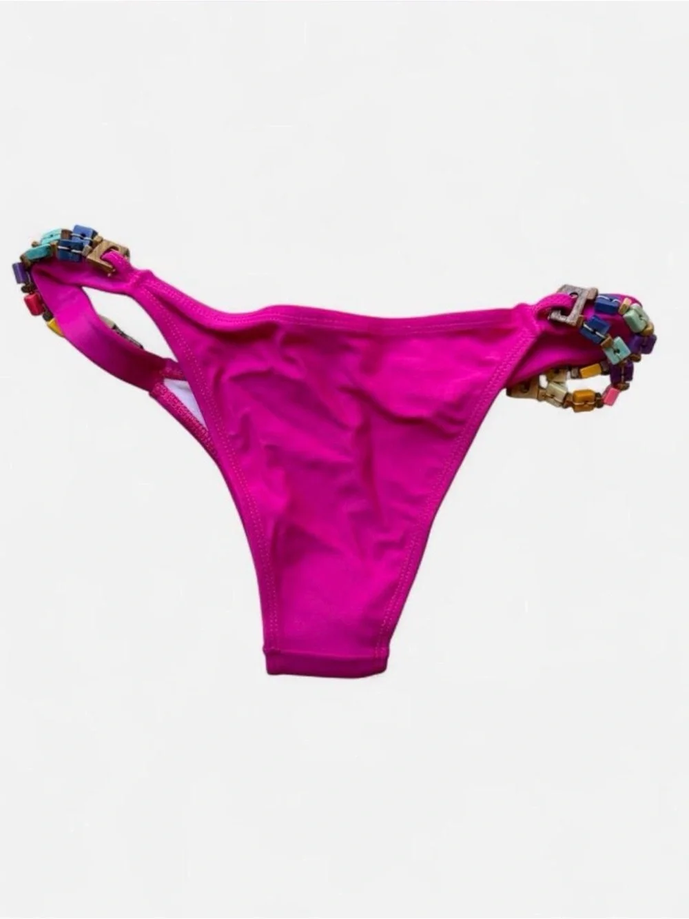 Kids Halter Triangle Bikini in Bright Fuchsia with Bead Trim NWOT